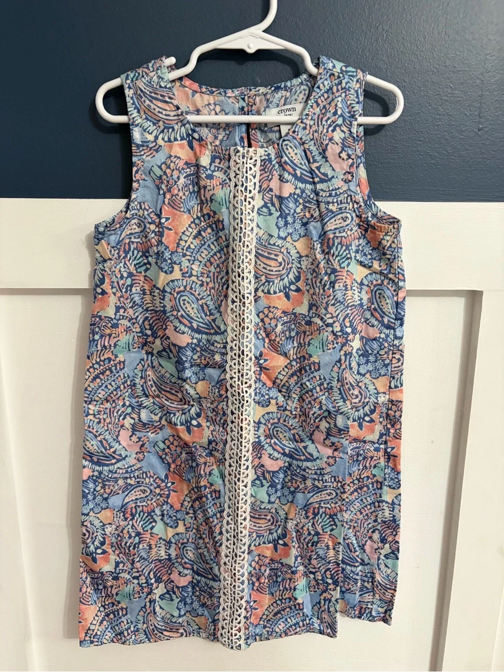 Crown & Ivy Girls' Sleeveless Multicolor Paisley Shift Dress Size 6 NWOT